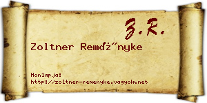 Zoltner Reményke névjegykártya